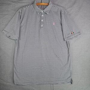 Johnnie-O Polo Black Gray Striped Men's Large